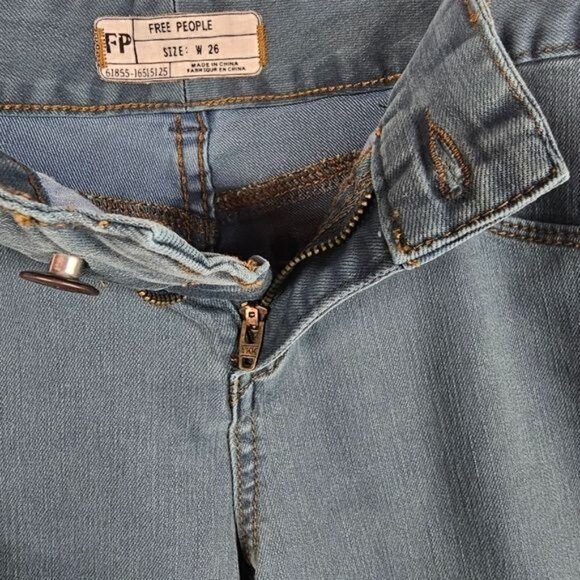 Free People Low Rise Skinny Jeans 26 Teal Stretch Y2K Urban Slim Streetwear - Picture 4 of 12